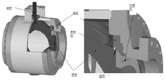 三偏心球閥密封結構三維模型